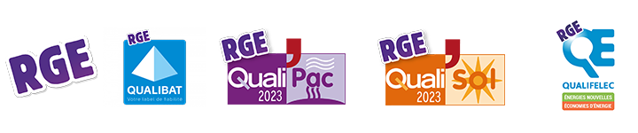 Le groupe AGS ENR est certifié RGE, Qualibat, Qualipac, Qualisol et Qualifelec Le groupe AGS ENR est certifié RGE, Qualibat, Qualipac, Qualisol et Qualifelec